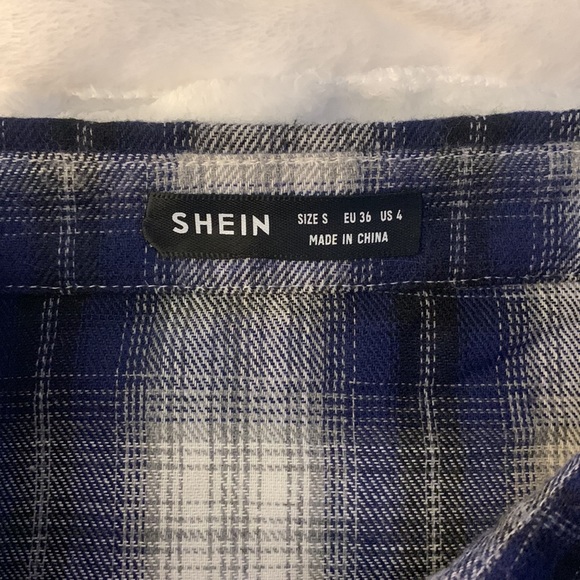 Plaid Print Button Front Overshirt Multicolor S(4) - Picture 3 of 3